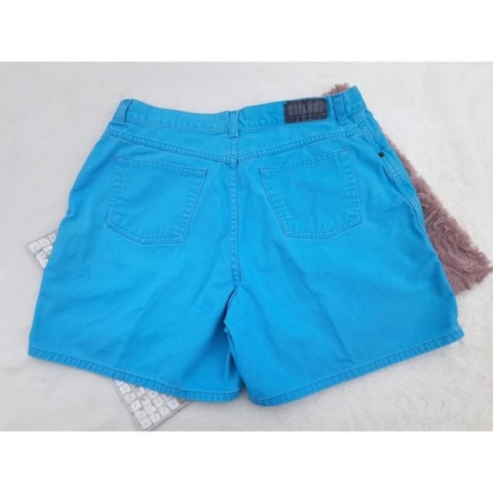 Gitano Vintage 90's Hi Rise Denim Midi Shorts Pool Blue Spring Summer